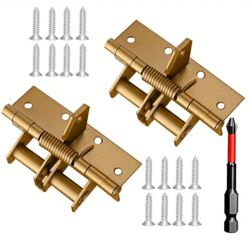 Scharniere, Positionierungs-Türschließer, Gefederte Scharniere, automatisch verstellbar, mit Schrauben for Türen, Schränke, Tore(2pcs golden) von BTYQKZVPM