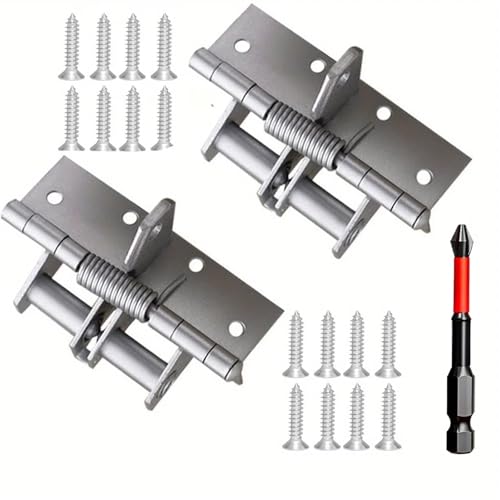 Scharniere, Positionierungs-Türschließer, Gefederte Scharniere, automatisch verstellbar, mit Schrauben for Türen, Schränke, Tore(2pcs silvery) von BTYQKZVPM