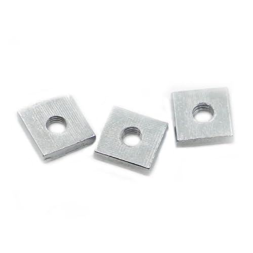 Schraubenmuttern-Sortiment, Dünne Vierkantblockmuttern aus verzinktem Stahl DIN562, 50 Stück, Gewindegrößen M3 bis M8(M5x12x12x3-10pcs) von BTYQKZVPM