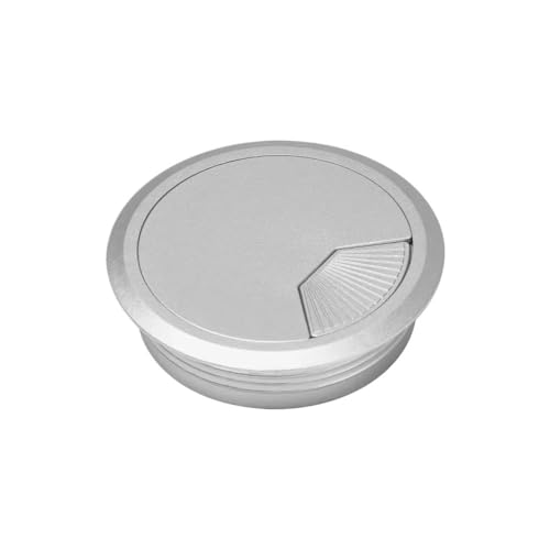 Schreibtisch-Kabeldurchführung, 2 STK 60/80 mm Schreibtischkabeltülle Leitungsauslassanschluss Drahtlochabdeckung Einfädelbox-Abdeckung Kabeldurchführungsbox Bürotisch Kabel-Organizer(Silver,80mm) von BTYQKZVPM
