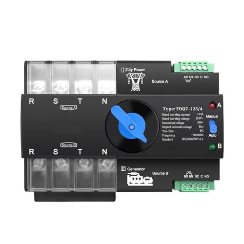 Solarwechselrichter, Verteilerkastenschalter, 3 Phase 4P ATS Doppelstrom-Automatik-Transferschalter 63A 100A 125A 110V-120V Modell TOQ7(125a) von BTYQKZVPM