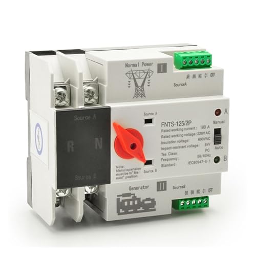 Solarwechselrichter, Verteilerkastenschalter, Doppelstrom-Automatik-Transferschalter 125A 220V 2P Kunststoff FNTS125R2P von BTYQKZVPM
