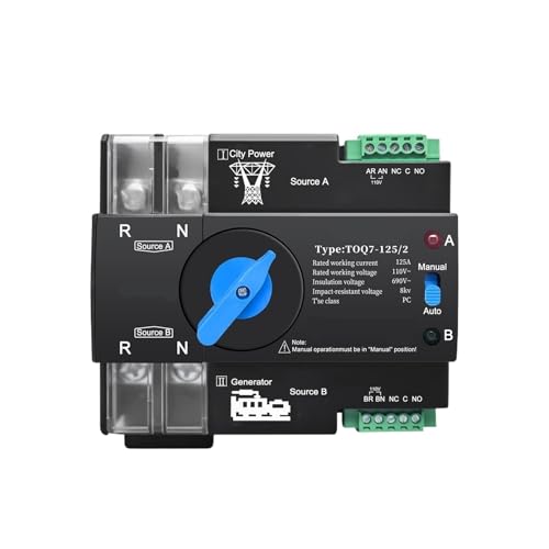 Solarwechselrichter, Verteilerkastenschalter, Dual Power Automatic Transfer Elektrischer Wahlschalter 2P 110V-120V/220V 63A-125A TOQ7(63a) von BTYQKZVPM
