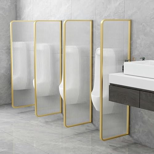 Urinal Bildschirm Toilette Partition， Urinaltrennwand zur Wandmontage Edelstahlrahmen Sichtschutz aus gehärtetem Glas(Gold,2 Pcs) von BTYQKZVPM