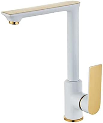 Ausziehbare Spültischarmatur, Bar Bauernhaus Küche Wasserhahn Deck Montiert Heißes Und Kaltes Wasser Weiß Goldene(White Golden) von BTYQKZVPM