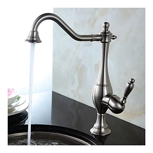 Wasserhahn mit ausziehbarer Spüle, Schwarze Messing Teekanne Küchenarmatur 360 Grad drehbar für heißes und kaltes Wasser, verschiedene Größen(Brushed Nickel,With Hosengröße 9-16) von BTYQKZVPM