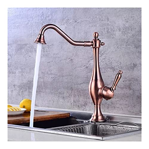 Wasserhahn mit ausziehbarer Spüle, Schwarze Messing Teekanne Küchenarmatur 360 Grad drehbar für heißes und kaltes Wasser, verschiedene Größen(Roségold, Mit Hosengröße 9-16) von BTYQKZVPM