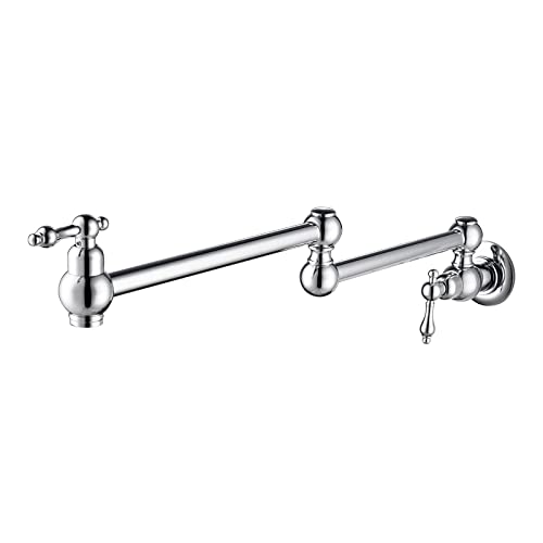 Ausziehbare Spültischarmatur, Topffüller Wasserhahn Wandhalterung Faltbarer Messing-Schwingarm Doppelgriff Kaltwasser(Chrome) von BTYQKZVPM