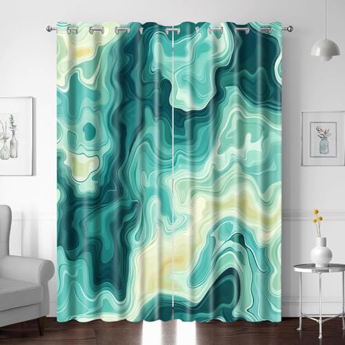 Gardinen Vorhänge mit Ösen, Tarnung Abstraktes Muster Verdunklungsvorhänge Wohnzimmer Modern 2er Set, Thermovorhang Schlafzimmer Transparent, Kinderzimmer Küchengardinen 200X180cm (BxH) von BTYWH