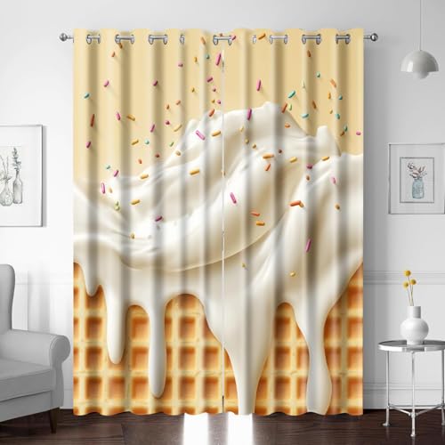 Vorhang Blickdicht mit Ösen, Verdunklungsvorhänge Gardinen Bunt Sahnetorte B150 x H166 cm 2er Set, Thermovorhang Hitzeschutz Vorhang für Wohnzimmer Schlafzimmer kinderzimmer von BTYWH