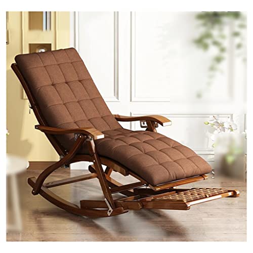 BTZHY Relaxsessel Sessel,Schaukelstühle für den Außenbereich, faltbar, Chaiselongue für den Innenbereich mit Armlehnen, Zero-Gravity-Stuhl mit Holzrahmen und Fußstützenkissen, Bequeme Einzelfreize von BTZHY