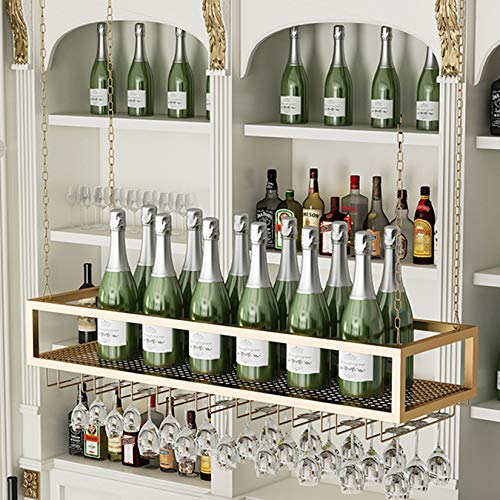 BTZHY Weinregal,An der Wand montiert – hängender Weinschrank aus Metall, Decken-Weinregale, Heimschrank-Organizer, höhenverstellbar von BTZHY