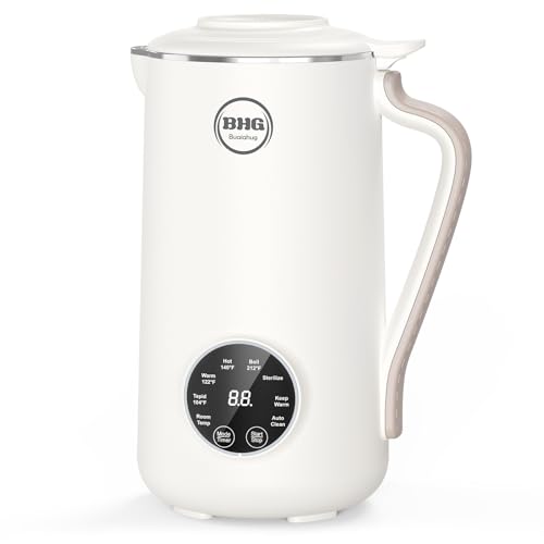 Nussmilchmaschine, multifunktional, automatische Mandel mit 10 Klingen, pflanzlich, Hafer, Soja und milchfreie Getränke, 12 Stunden Timer, automatische Reinigung, Raumtemperatur, Warmhalten, Kochen von BUAIAHUG