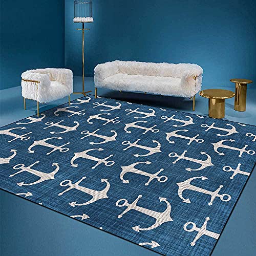 Fußmatte für den Innenbereich, Anker, blau, 60 x 90 cm, lang, Teppichläufer, Küchenteppich, rutschfeste Matte, Komfort-Matten, Allzweck-Fußmatten für Badezimmer oder Arbeitsplatz Fußmatte für den Innenbereich, Anker, blau, 60 x 90 cm, lang, Teppichläufer, Küchenteppich, rutschfeste Matte, Komfort-Matten, Allzweck-Fußmatten für Badezimmer oder Arbeitsplatz von BUANFUA