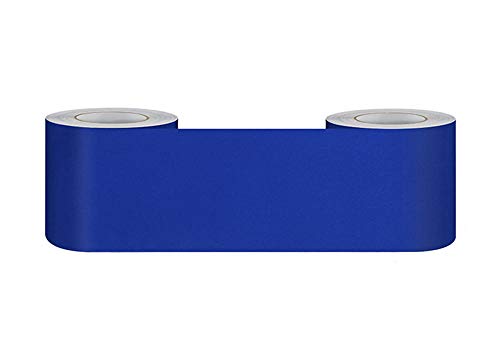 Selbstklebende Bordüre Blau matt10cmX500cm Stock Wasserdichte Entfernbare Tapeten Bordüre Aufkleber Dekoration für Wohnzimmer Badezimmer Küche Fliesen von BUANFUA