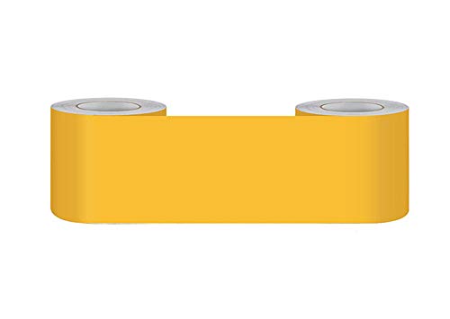 Selbstklebende Bordüre Gelb matt20cmX500cm Stock Wasserdichte Entfernbare Tapeten Bordüre Aufkleber Dekoration für Wohnzimmer Badezimmer Küche Fliesen von BUANFUA