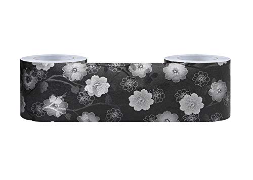 Tapeten Bordüre Selbstklebend Silberne Pfingstrosenblume5cmX500cm Sockelleiste Wandaufkleber Wasserdicht Taille Linie Aufkleber PVC Rand Wandaufkleber Wohnzimmer Dekor von BUANFUA