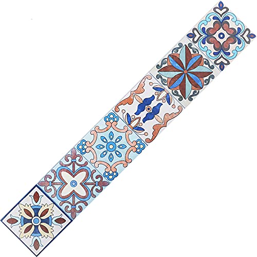 Tapetenbordüre selbstklebend Mode marokkanisches Blau PVC Sockelleiste Dekorative Bordüre Selbstklebende Home Bordüre Küche Tapetenbordüre selbstklebend für Badezimmer Wohnzimmer 10X300CM von BUANFUA