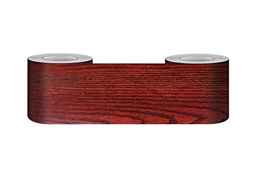 Tapetenbordüre selbstklebend Rote Sandelholzmaserung30cmX500cm zum Aufkleben für Wohnzimmer Küche Badezimmer Abnehmbare Wasserdicht Bodenleiste PVC Dekorative Bordüre von BUANFUA