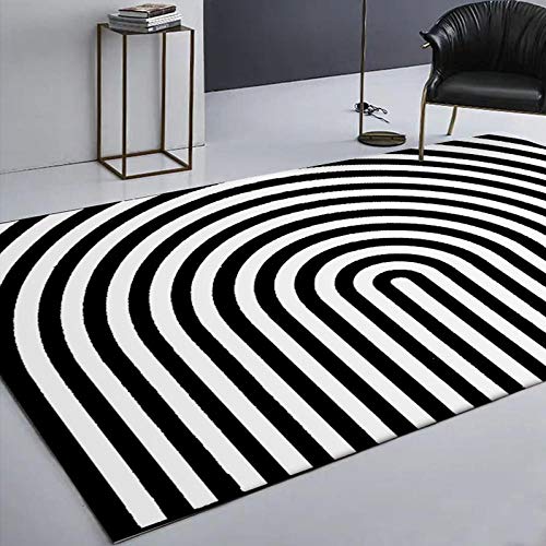 Teppich Moderner Teppich Wohnzimmer Teppich 200X300cmUnregelmäßige Schwarz-Weiß-Grafiken Dekoration Anti-Rutsch Teppich von BUANFUA