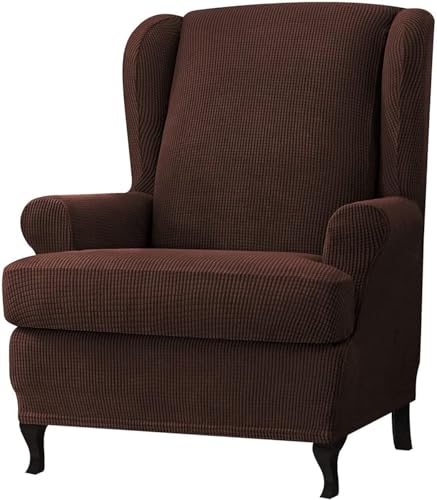 BUAOGDVG 2-teiliger Spandex-Jacquard-Ohrensessel-Schonbezug, Stretch, Einzelsitzer-Sesselschutz(Cioccolato) von BUAOGDVG