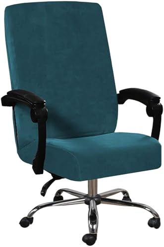 BUAOGDVG Samtbezug for Bürostühle, dehnbar, for Computer-Schreibtischstühle, Chefsesselbezug, abnehmbar, staubdicht, mit hoher Rückenlehne, Drehstuhlbezug(Deep Teal) von BUAOGDVG