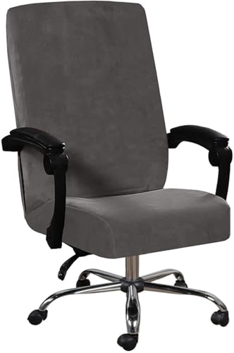 BUAOGDVG Samtbezug for Bürostühle, dehnbar, for Computer-Schreibtischstühle, Chefsesselbezug, abnehmbar, staubdicht, mit hoher Rückenlehne, Drehstuhlbezug(Grigio) von BUAOGDVG