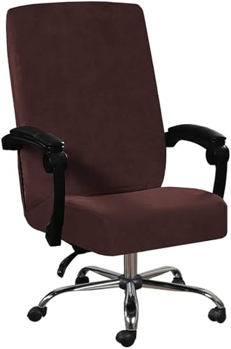 BUAOGDVG Samtbezug for Bürostühle, dehnbar, for Computer-Schreibtischstühle, Chefsesselbezug, abnehmbar, staubdicht, mit hoher Rückenlehne, Drehstuhlbezug(Marrone) von BUAOGDVG