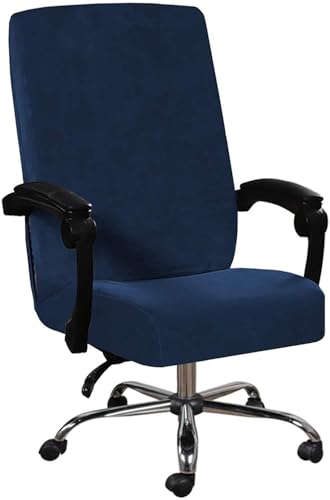 BUAOGDVG Samtbezug for Bürostühle, dehnbar, for Computer-Schreibtischstühle, Chefsesselbezug, abnehmbar, staubdicht, mit hoher Rückenlehne, Drehstuhlbezug(Navy) von BUAOGDVG