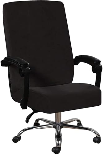 BUAOGDVG Samtbezug for Bürostühle, dehnbar, for Computer-Schreibtischstühle, Chefsesselbezug, abnehmbar, staubdicht, mit hoher Rückenlehne, Drehstuhlbezug(Nero) von BUAOGDVG