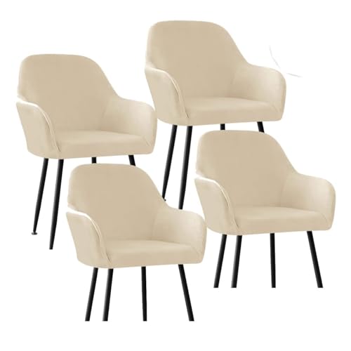 BUAOGDVG Skandinavischer Stuhlbezug 4er/2er/6er Set mit Armlehnen Stretch Samt Esszimmerstuhlhussen Sesselhussen for Küche Zuhause Restaurant(Beige,4pcs) von BUAOGDVG