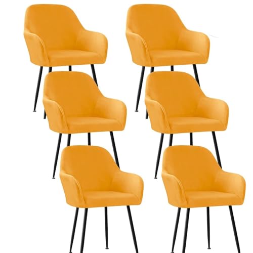 BUAOGDVG Skandinavischer Stuhlbezug 4er/2er/6er Set mit Armlehnen Stretch Samt Esszimmerstuhlhussen Sesselhussen for Küche Zuhause Restaurant(Gold D'or,6pcs) von BUAOGDVG