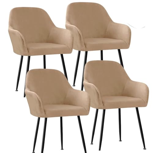 BUAOGDVG Skandinavischer Stuhlbezug 4er/2er/6er Set mit Armlehnen Stretch Samt Esszimmerstuhlhussen Sesselhussen for Küche Zuhause Restaurant(Khaki Kaki,4pcs) von BUAOGDVG