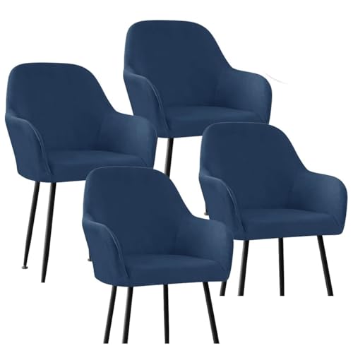 BUAOGDVG Skandinavischer Stuhlbezug 4er/2er/6er Set mit Armlehnen Stretch Samt Esszimmerstuhlhussen Sesselhussen for Küche Zuhause Restaurant(Navy Blue,4pcs) von BUAOGDVG