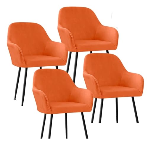 BUAOGDVG Skandinavischer Stuhlbezug 4er/2er/6er Set mit Armlehnen Stretch Samt Esszimmerstuhlhussen Sesselhussen for Küche Zuhause Restaurant(Orange Orange,4pcs) von BUAOGDVG
