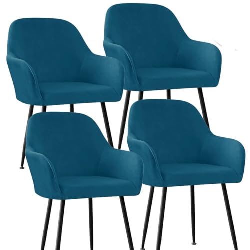 BUAOGDVG Skandinavischer Stuhlbezug 4er/2er/6er Set mit Armlehnen Stretch Samt Esszimmerstuhlhussen Sesselhussen for Küche Zuhause Restaurant(Peacock Blue,4pcs) von BUAOGDVG