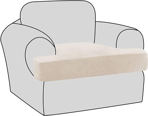 BUAOGDVG Stretch-Samt-T-Kissen-Stuhlbezüge for Wohnzimmer, Sessel, Sofabezug, Couchbezug, T-Kissenbezug, Wohnzimmer-Sitzbezug mit Gummibändern(Avorio) von BUAOGDVG