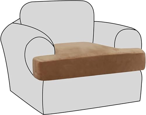 BUAOGDVG Stretch-Samt-T-Kissen-Stuhlbezüge for Wohnzimmer, Sessel, Sofabezug, Couchbezug, T-Kissenbezug, Wohnzimmer-Sitzbezug mit Gummibändern(Cammello) von BUAOGDVG