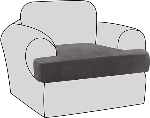 BUAOGDVG Stretch-Samt-T-Kissen-Stuhlbezüge for Wohnzimmer, Sessel, Sofabezug, Couchbezug, T-Kissenbezug, Wohnzimmer-Sitzbezug mit Gummibändern(Grigio) von BUAOGDVG