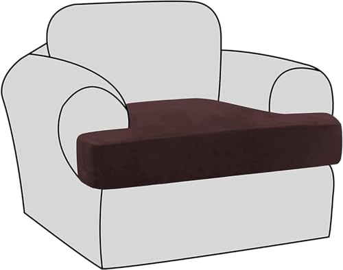BUAOGDVG Stretch-Samt-T-Kissen-Stuhlbezüge for Wohnzimmer, Sessel, Sofabezug, Couchbezug, T-Kissenbezug, Wohnzimmer-Sitzbezug mit Gummibändern(Marrone) von BUAOGDVG