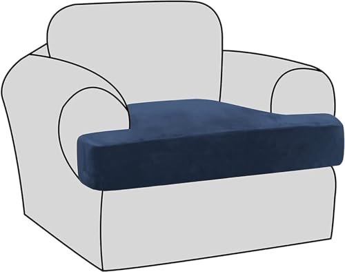 BUAOGDVG Stretch-Samt-T-Kissen-Stuhlbezüge for Wohnzimmer, Sessel, Sofabezug, Couchbezug, T-Kissenbezug, Wohnzimmer-Sitzbezug mit Gummibändern(Navy) von BUAOGDVG