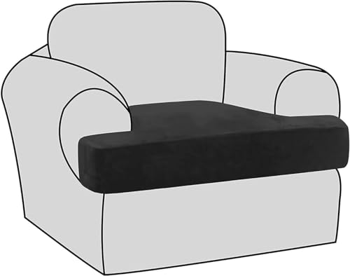 BUAOGDVG Stretch-Samt-T-Kissen-Stuhlbezüge for Wohnzimmer, Sessel, Sofabezug, Couchbezug, T-Kissenbezug, Wohnzimmer-Sitzbezug mit Gummibändern(Nero) von BUAOGDVG