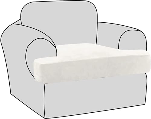 BUAOGDVG Stretch-Samt-T-Kissen-Stuhlbezüge for Wohnzimmer, Sessel, Sofabezug, Couchbezug, T-Kissenbezug, Wohnzimmer-Sitzbezug mit Gummibändern(Off White) von BUAOGDVG