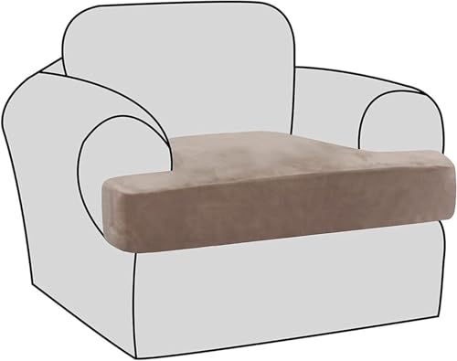 BUAOGDVG Stretch-Samt-T-Kissen-Stuhlbezüge for Wohnzimmer, Sessel, Sofabezug, Couchbezug, T-Kissenbezug, Wohnzimmer-Sitzbezug mit Gummibändern(Taupe) von BUAOGDVG