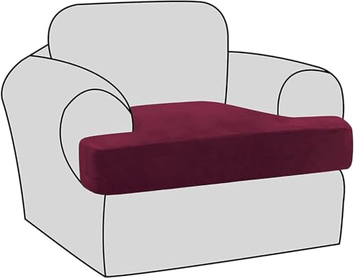 BUAOGDVG Stretch-Samt-T-Kissen-Stuhlbezüge for Wohnzimmer, Sessel, Sofabezug, Couchbezug, T-Kissenbezug, Wohnzimmer-Sitzbezug mit Gummibändern(Vino Rosso) von BUAOGDVG