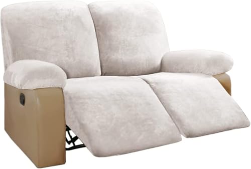 BUAOGDVG Stretch-Sofabezug aus Samt for Liegestühle, Couchbezug for Liegestühle, Rutschfester Antifouling-Sofaschutz for die Couch(Avorio,2 Posti) von BUAOGDVG
