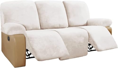 BUAOGDVG Stretch-Sofabezug aus Samt for Liegestühle, Couchbezug for Liegestühle, Rutschfester Antifouling-Sofaschutz for die Couch(Avorio,3 Posti) von BUAOGDVG