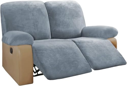 BUAOGDVG Stretch-Sofabezug aus Samt for Liegestühle, Couchbezug for Liegestühle, Rutschfester Antifouling-Sofaschutz for die Couch(Blu Pietra,2 Posti) von BUAOGDVG
