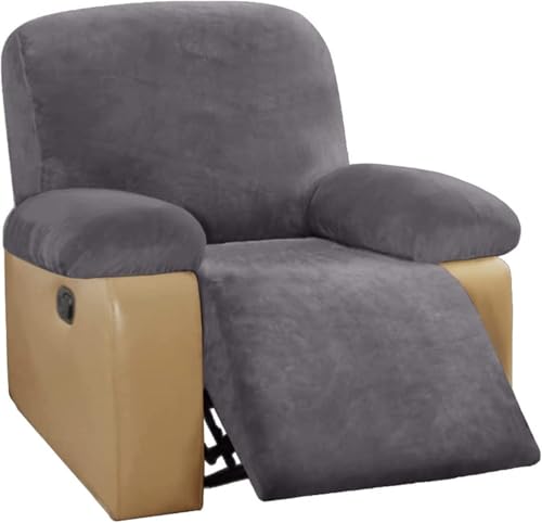 BUAOGDVG Stretch-Sofabezug aus Samt for Liegestühle, Couchbezug for Liegestühle, Rutschfester Antifouling-Sofaschutz for die Couch(Grigio,1 Posto) von BUAOGDVG