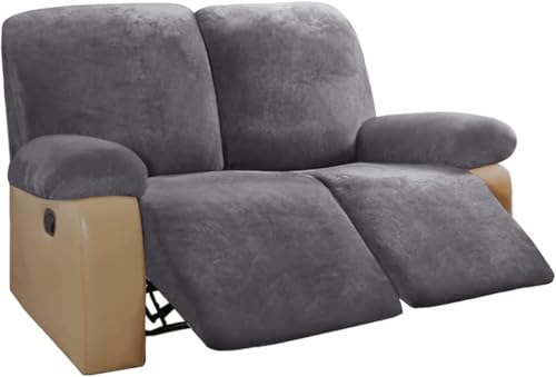BUAOGDVG Stretch-Sofabezug aus Samt for Liegestühle, Couchbezug for Liegestühle, Rutschfester Antifouling-Sofaschutz for die Couch(Grigio,2 Posti) von BUAOGDVG